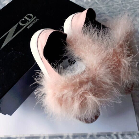 NIB NWT ZCD Montreal pink satin & feather sneakers, 37 - Picture 5 of 11